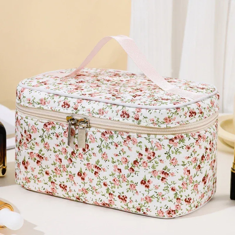 Sacs de maquillage en coton pour femmes, trousse à cosmétiques Vintage, fourre-tout de grande capacité, sac à main de rangement de cosmétiques Portable, sac de rangement de voyage