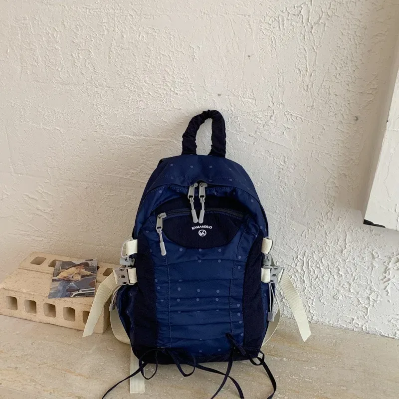 sac à dos décontracté à pois grande capacité, sac de voyage scolaire, sac à dos de ville tendance, sac léger pour ordinateur portable, sac à livres vintage pour étudiant