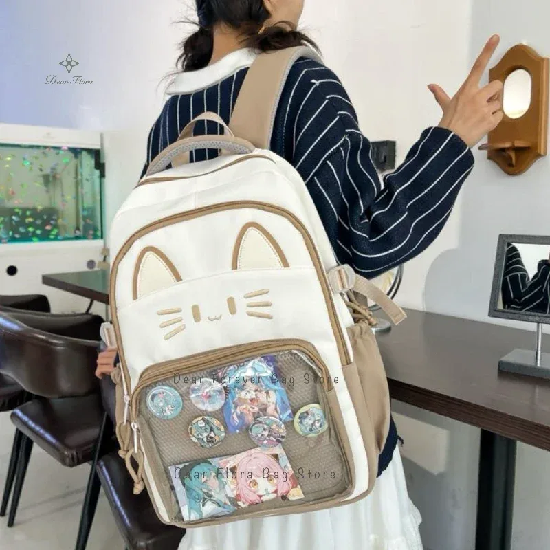 sacs à dos y2k mignons pour filles, grande capacité, décontractés, transparents, à personnaliser, style dessin animé, tendance, pour voyage et école