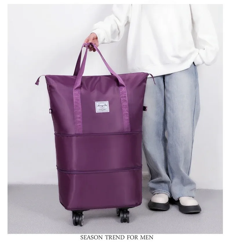 sac de voyage à roulettes spinner wheel, grande capacité, extensible, avec bandoulière, bagage à main pour femme, week-end