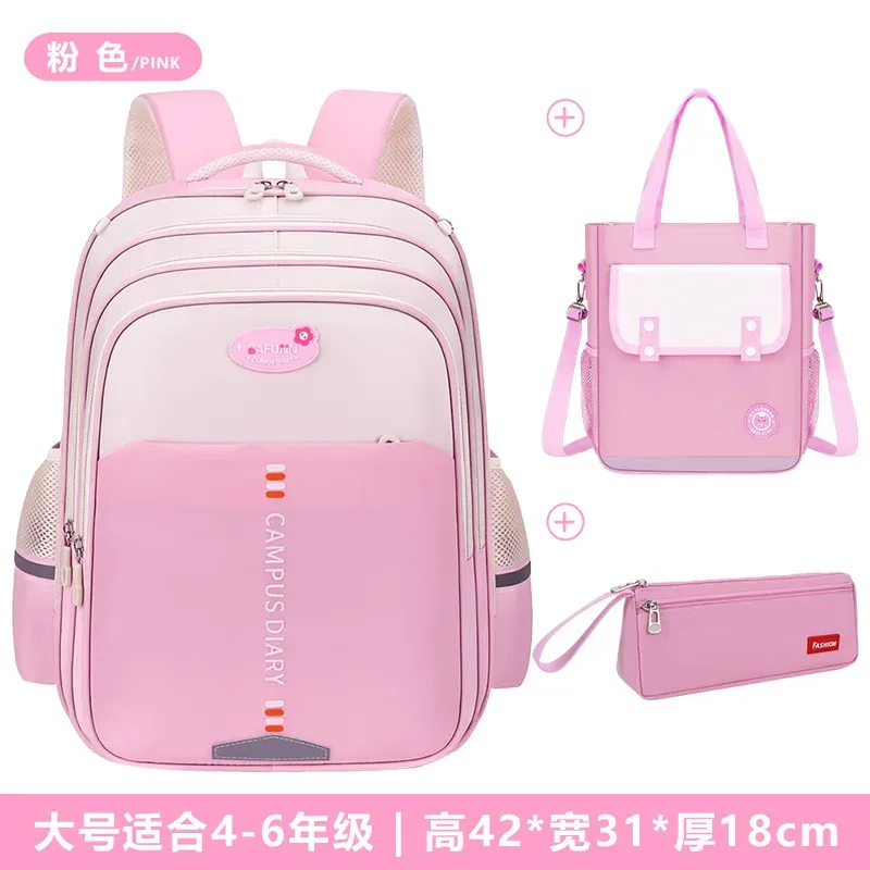 sac à dos 3 pièces/ensemble avec sac à main et trousse à crayons, grande capacité, sac de voyage, sac d'école pour étudiants, sac d'école primaire en nylon imperméable