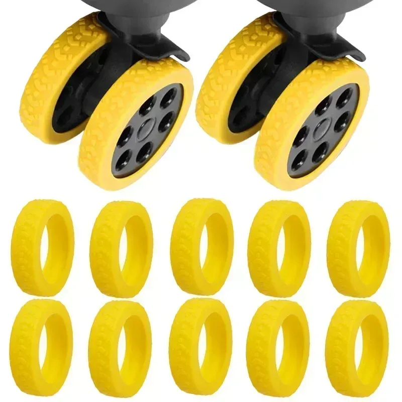 valise en silicone, étui de protection de roue avec son silencieux, roulettes pour bagages de voyage, chaussures, réduit le bruit, boîte de chariot, roulettes