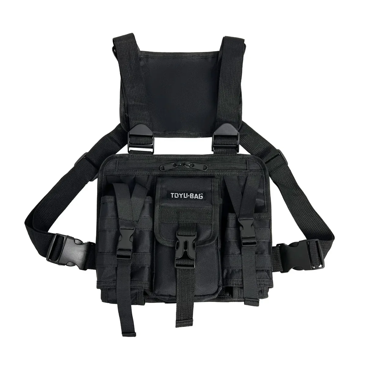 gilet cargo tactique combiné fonctionnel, sac de poitrine pour hommes et femmes, techwear de plein air, sac à dos tactique réglable, streetwear