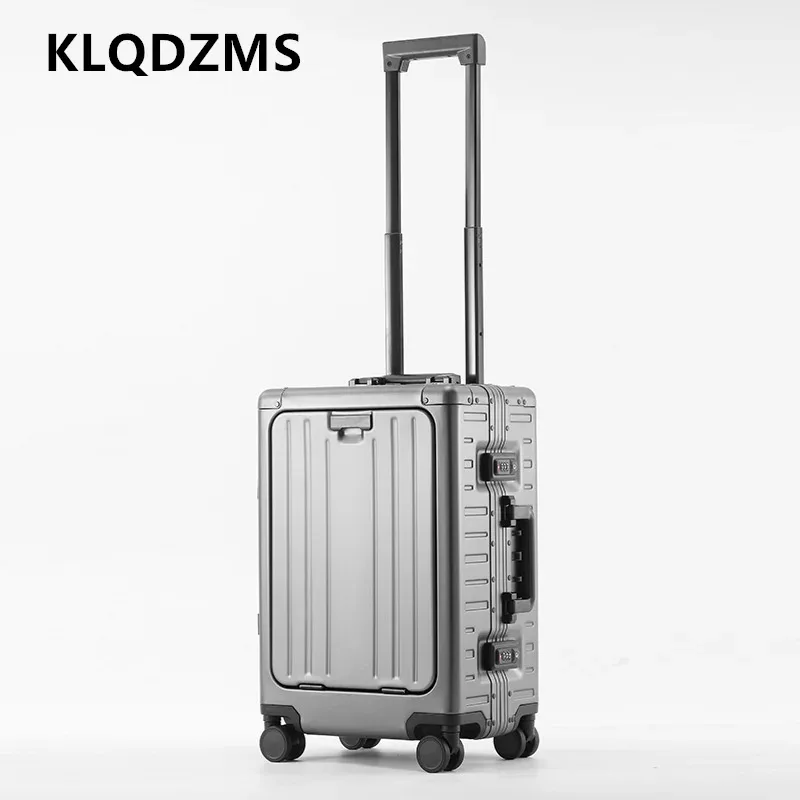 klqdzms valise pour hommes boîte d'embarquement en alliage d'aluminium et de magnésium boîtier de chariot de grande capacité 20 "24 pouces bagage roulant
