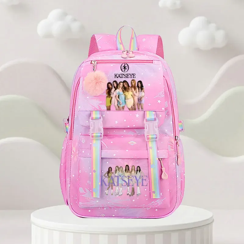 sac d'école katseye print, sac d'école pour élèves du primaire, sac à dos de voyage en plein air, sac à dos tendance pour filles, sac à dos pour enfants.