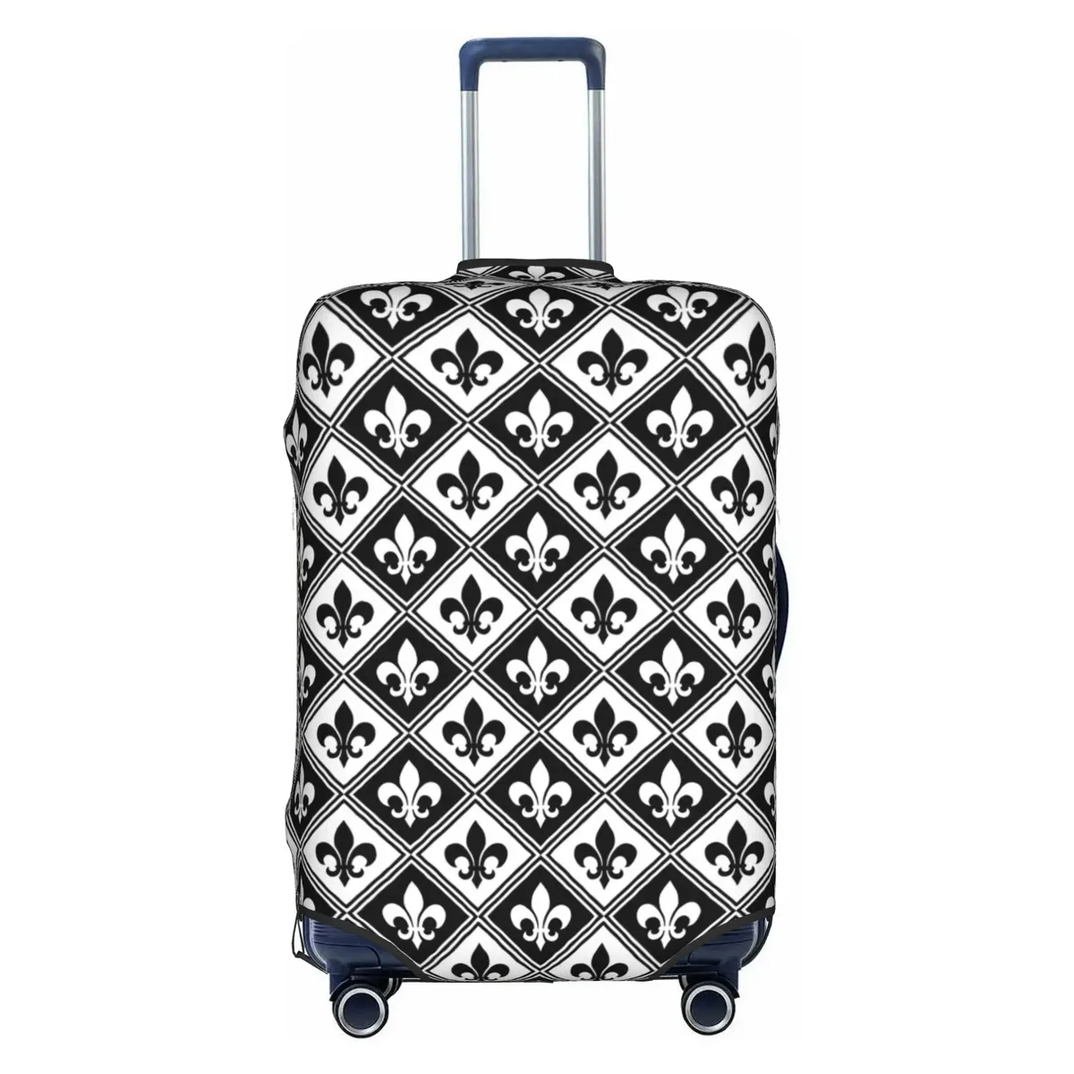 housse de protection pour bagages en cuir marron doré royal, motif fleur de lis, housse de protection amusante pour valise, convient aux valises de 18 à 32 pouces