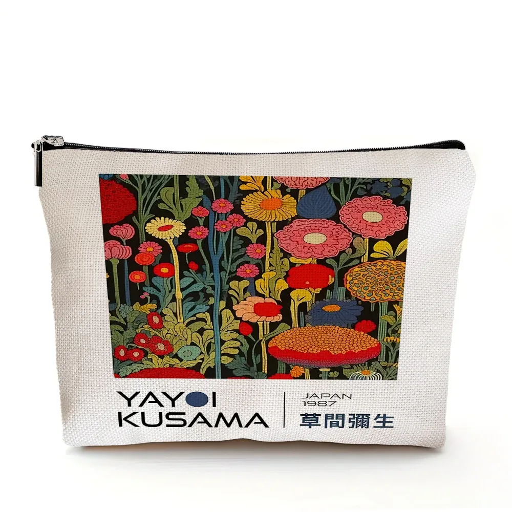 yayoi kusama dame sac à main de mariage sacs de maquillage art japonais fille sac cosmétique double impression femmes organisateur de voyage portefeuille enfant
