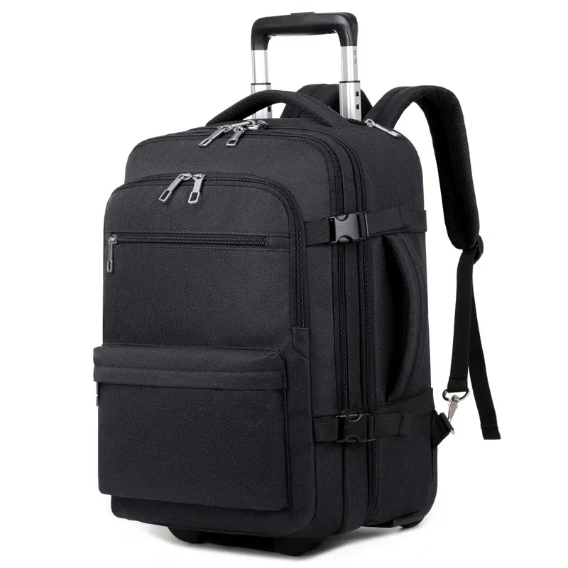 sac à dos roulant bagage à main, sac à dos de voyage pour ordinateur portable avec roulettes pour hommes femmes, sac à dos à roulettes résistant à l'eau