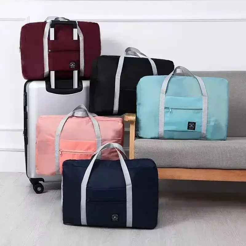 Sac de voyage pliable en nylon de grande capacité, sac à main léger et multifonctionnel pour le week-end en avion