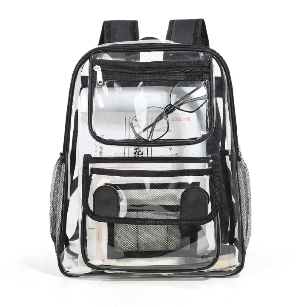 sac à dos transparent de grande capacité à la mode, sac à dos portable en pvc avec fermeture éclair, sac de sport extérieur visible et étanche pour le fitness