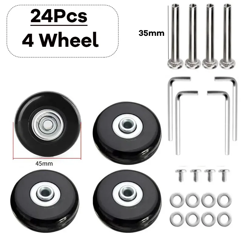 kit de réparation de pièces de valise, essieux de remplacement, roues de bagage de voyage silencieuses, roulettes, dia40 mm, 50mm, 60mm, 12 pièces, 24 pièces par ensemble