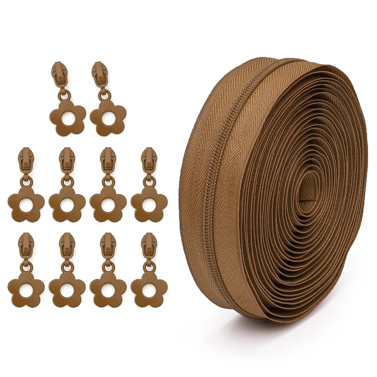 # 3 fermetures éclair en nylon de 4,5 mètres et 10 petits tirettes de fermeture éclair à motif floral, idéales pour le bricolage sur valises, sacs et trousses à crayons