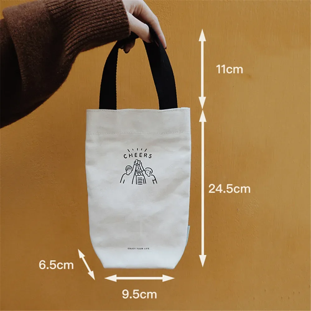 Sac fourre-tout Portable, porte-bouteille de tasse d'eau, café, lait, thé, sac en toile, Mini rangement écologique, petit sac à main parapluie, sac de vin rouge