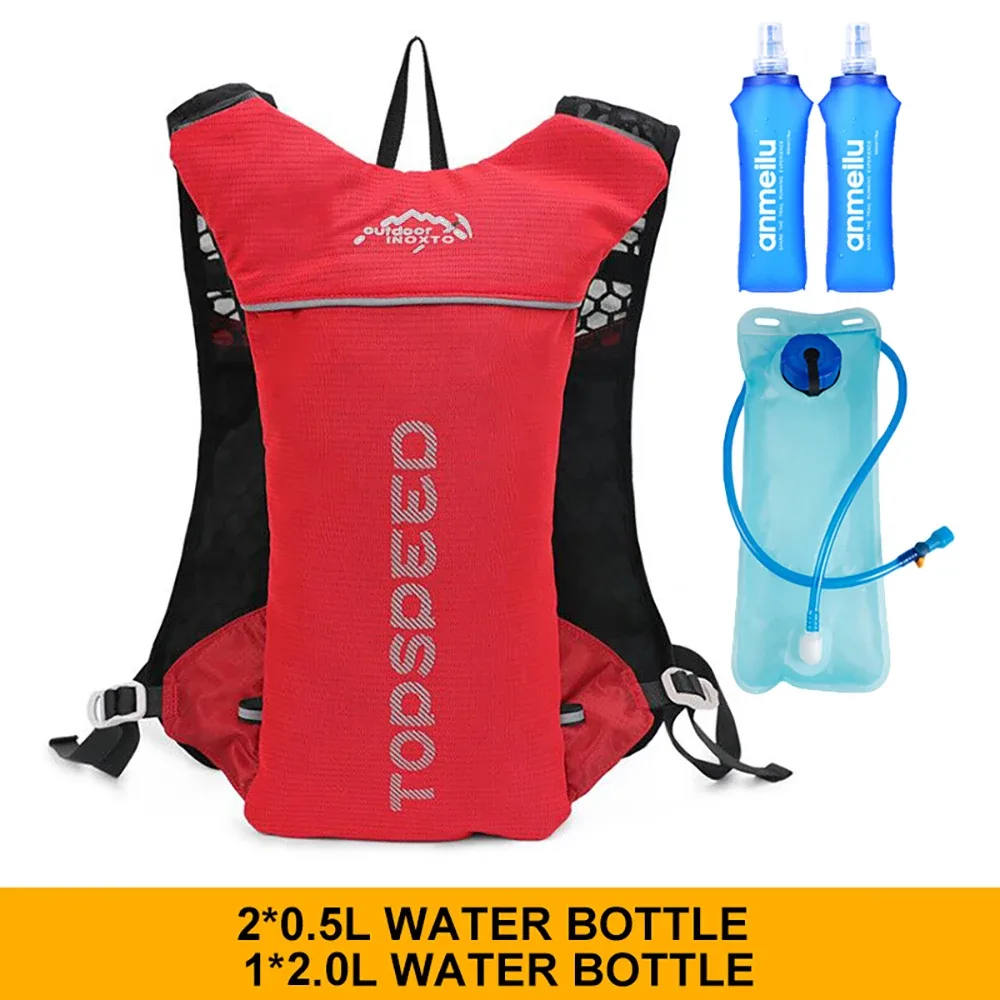 sac à dos ultraléger pour hommes, 5l, pour course en plein air, gilet d'hydratation, jogging, respirant, pour marathon, vélo, bouteille d'eau, 500ml