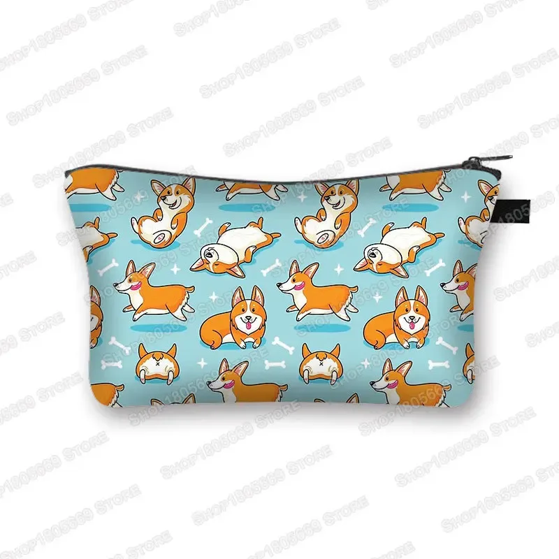 kawaii dessin animé chat chien trousse à cosmétiques mignon chaton chiot sacs de maquillage femmes sacs de toilette pochette rouge à lèvres pochette fille sac à cosmétiques