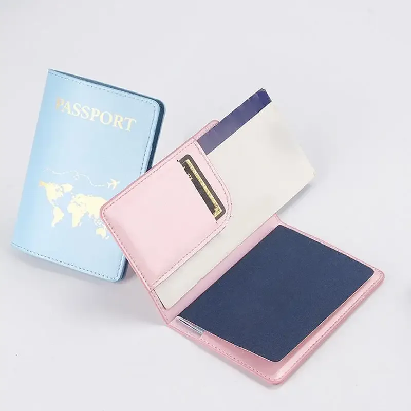porte-passeport en cuir pu pour femmes, porte-billets, porte-cartes, sac de protection pour cartes, pochette multifonction pour cartes, pochette d'identité pour couples, 1 pièce