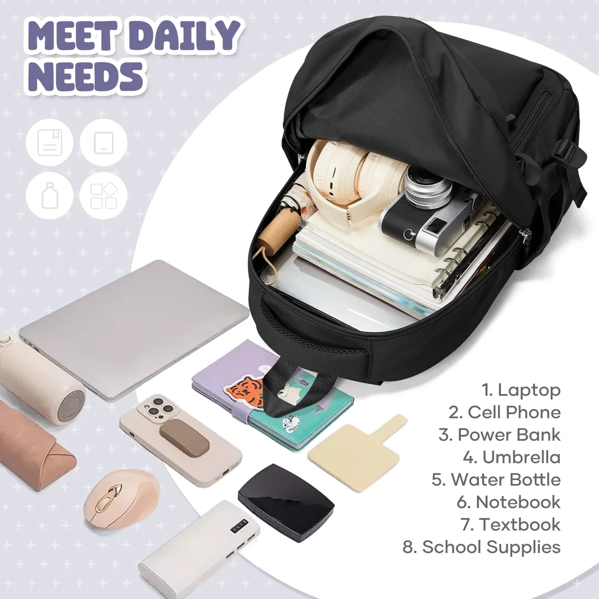 sac à dos grande capacité pour femmes, sac à dos décontracté pour ordinateur portable, sac à dos antivol pour l'école, pour filles et garçons, sac à dos pour filles
