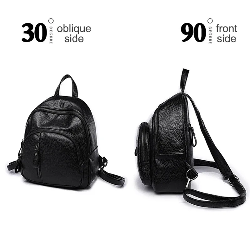 Nouveau·Sac à dos antivol en cuir PU souple pour femmes, sac à bandoulière vintage, mini sac à dos de voyage pour dames, sacs d'école pour filles