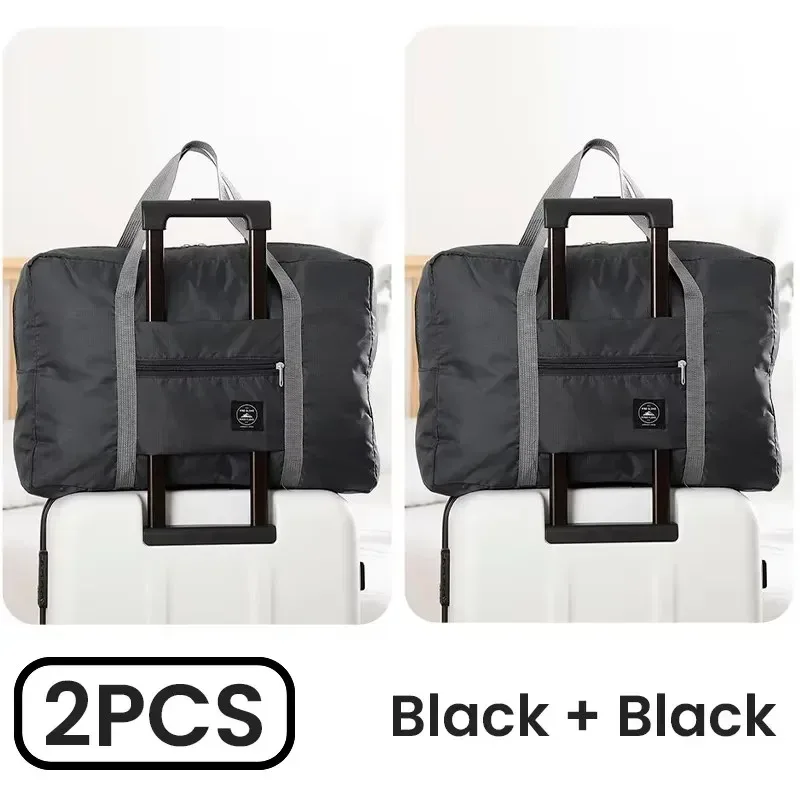 lot de 2 sacs de voyage pliables pour compagnies aériennes, sac de cabine, sac de week-end, sac de nuit, sac de transport pour l'hôpital, sac de sport pour femmes et hommes