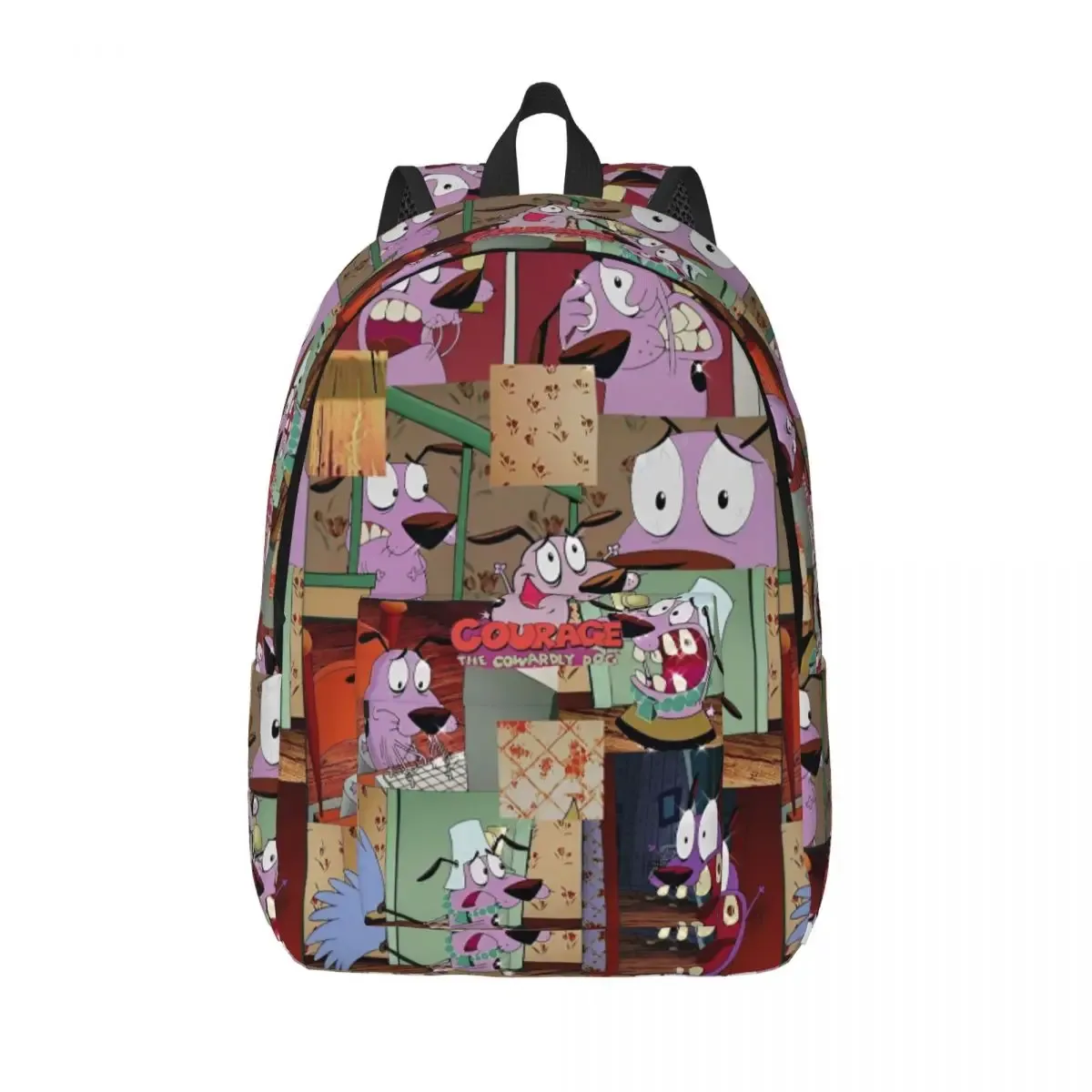 sac à dos drôle de dessin animé pour hommes et femmes, sac à dos en toile pour ordinateur portable, sac de voyage, sac de randonnée, sac à dos de comédie, chien lâche, c-courage, durable, lycée, mignon