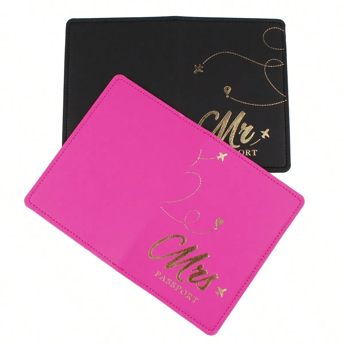 2 pièces/ensemble nouveau porte-passeport en cuir pu mr & mrs, porte-cartes, accessoires de voyage légers, portefeuille, cadeau pour les amoureux