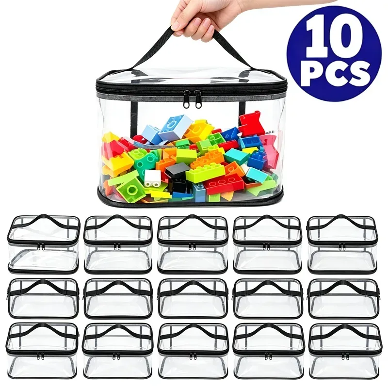 Sac en PVC imperméable épais, extra large, transparent, pour rangement, organisateur portable, cosmétiques, jouets unisexes, voyage, pochette transparente réutilisable