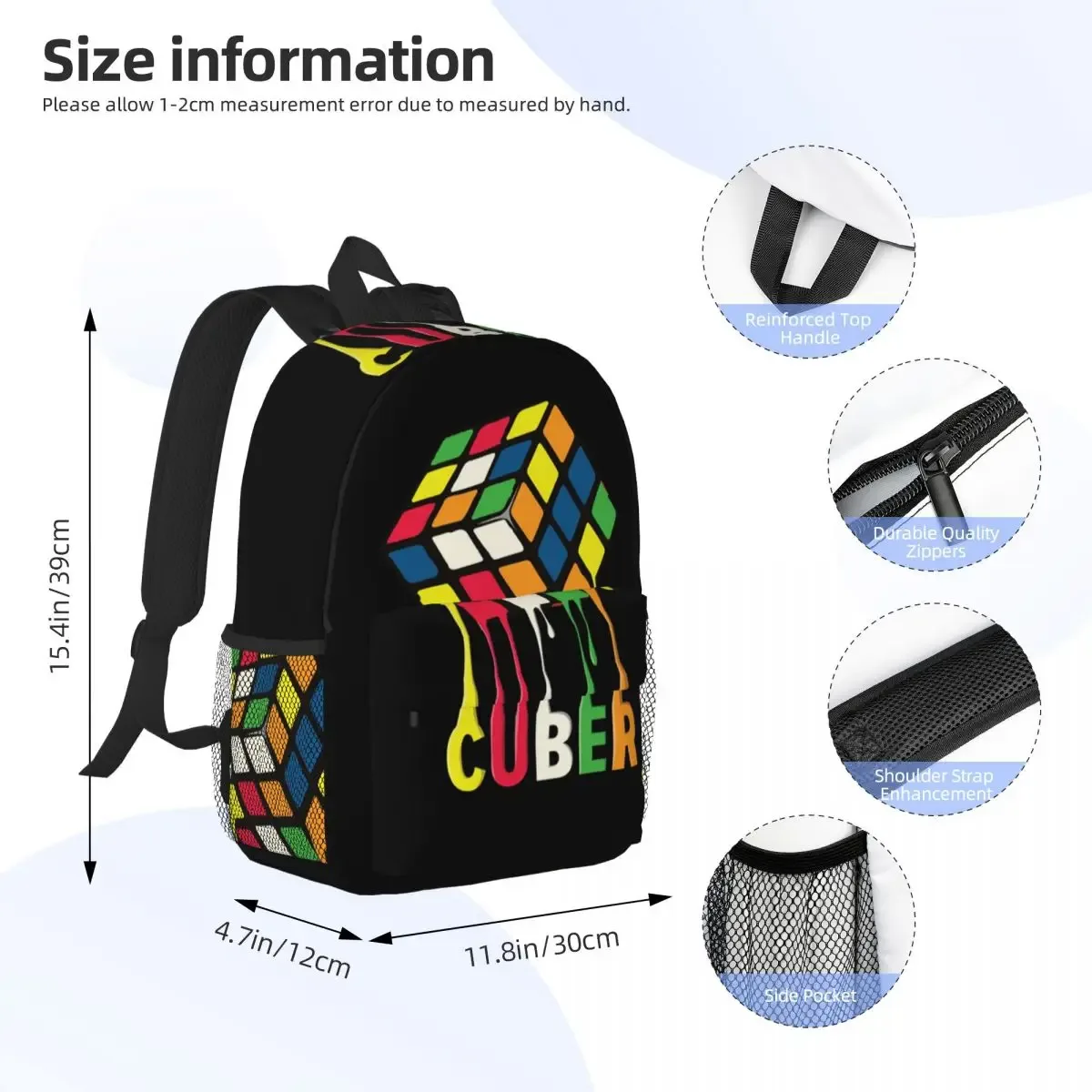 rubix rubiks rubics sac à dos étudiant garçons filles bookbag enfants sac d'école ordinateur portable sacs à bandoulière pour hommes femmes