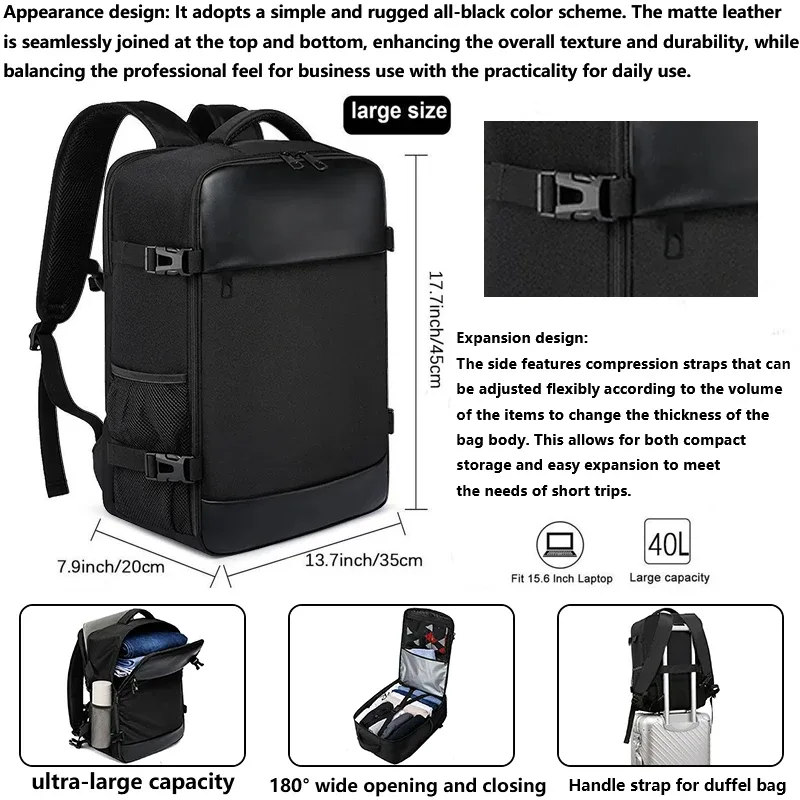 sac à dos pour ordinateur portable réglable, sac à dos de voyage résistant à l'eau, sac à dos professionnel multi-compartiments pour hommes et femmes