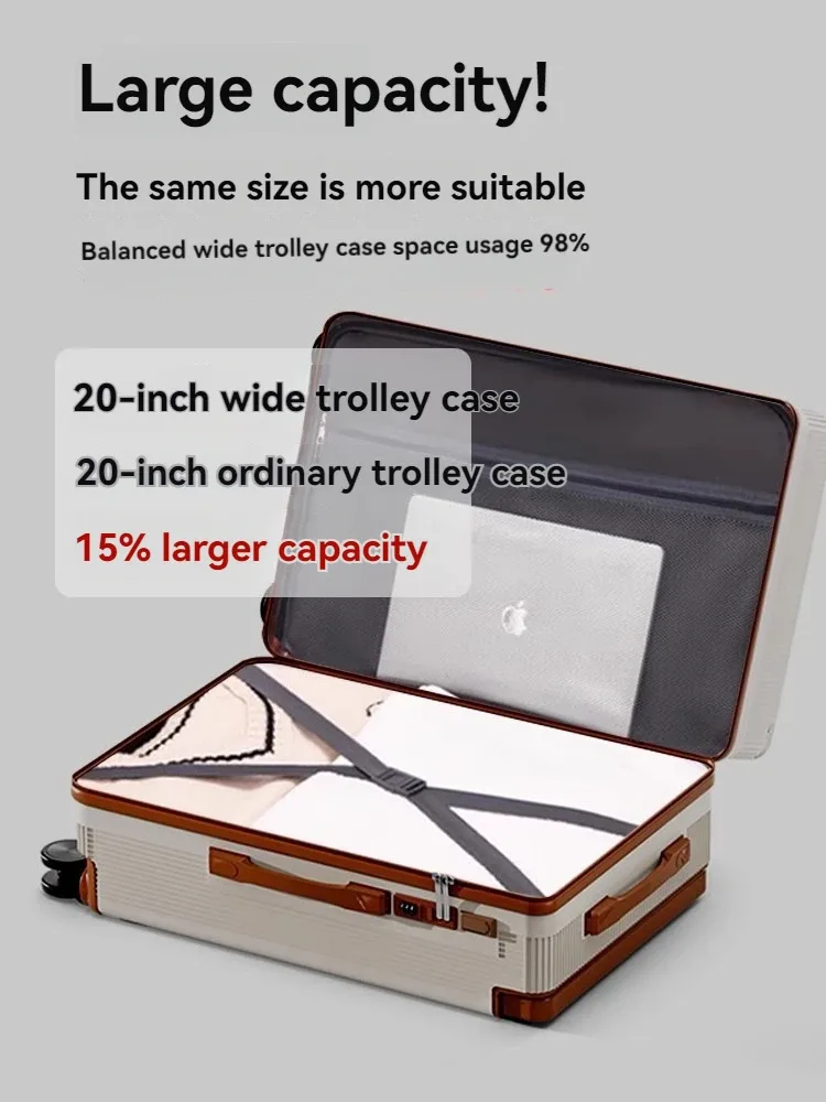 2025 nouvelle valise de voyage de grande capacité de freinage antichoc à tige large 20 "sac de verrouillage de bagage vérifié