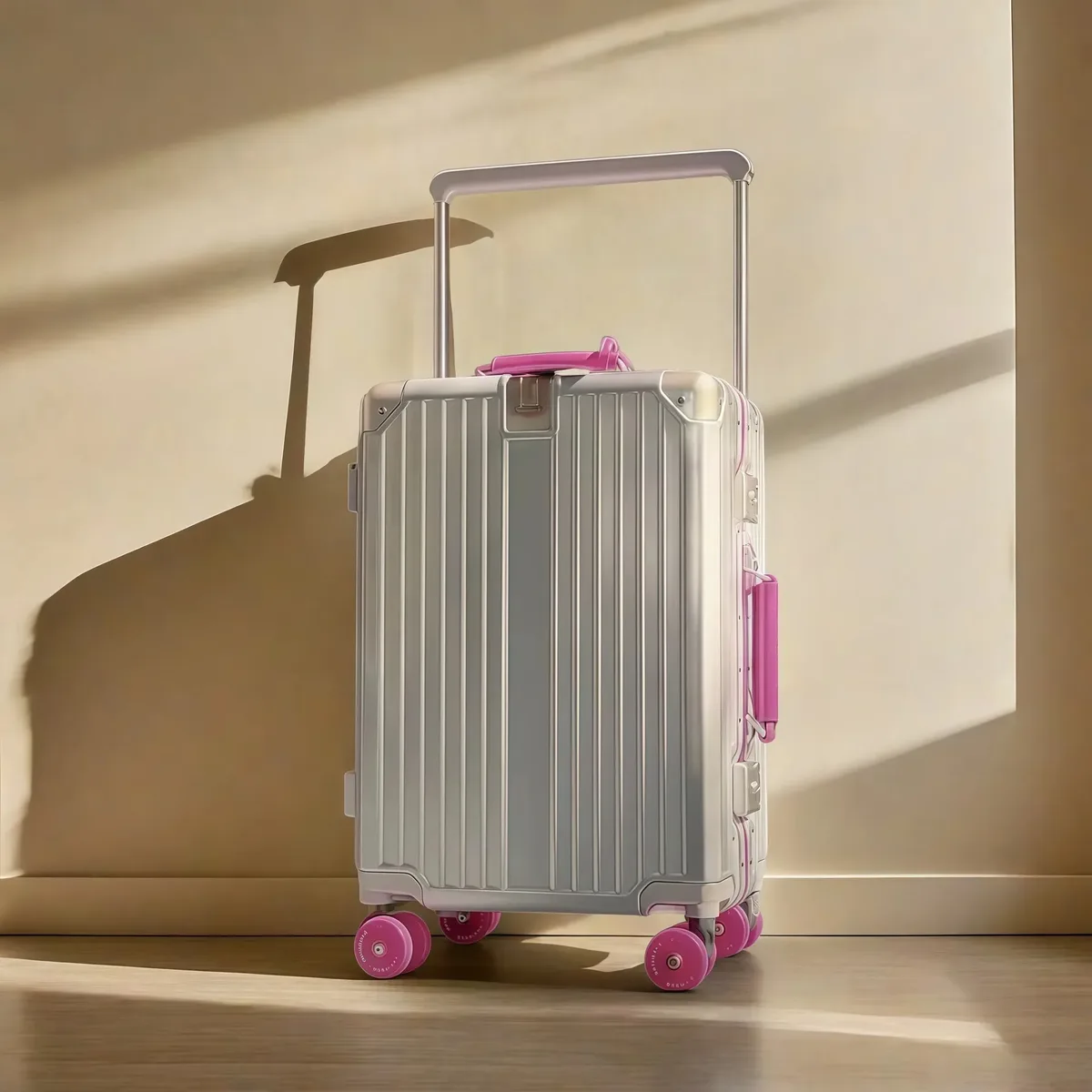valise de chariot d'équilibre de voyage à guidon large avec roues silencieuses colorées serrure tsa bagage roulant matériau pc de grande capacité