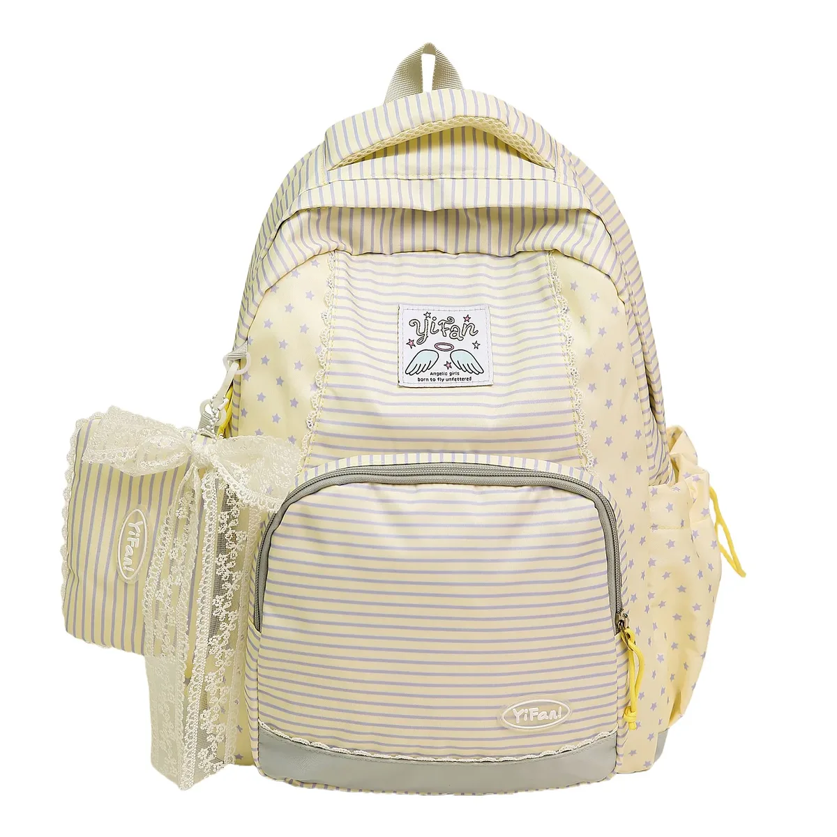 cartable d'étudiant mignon rayé et en forme d'étoile, pendentif de porte-monnaie mignon pour les déplacements et l'extérieur, sac à dos léger de voyage