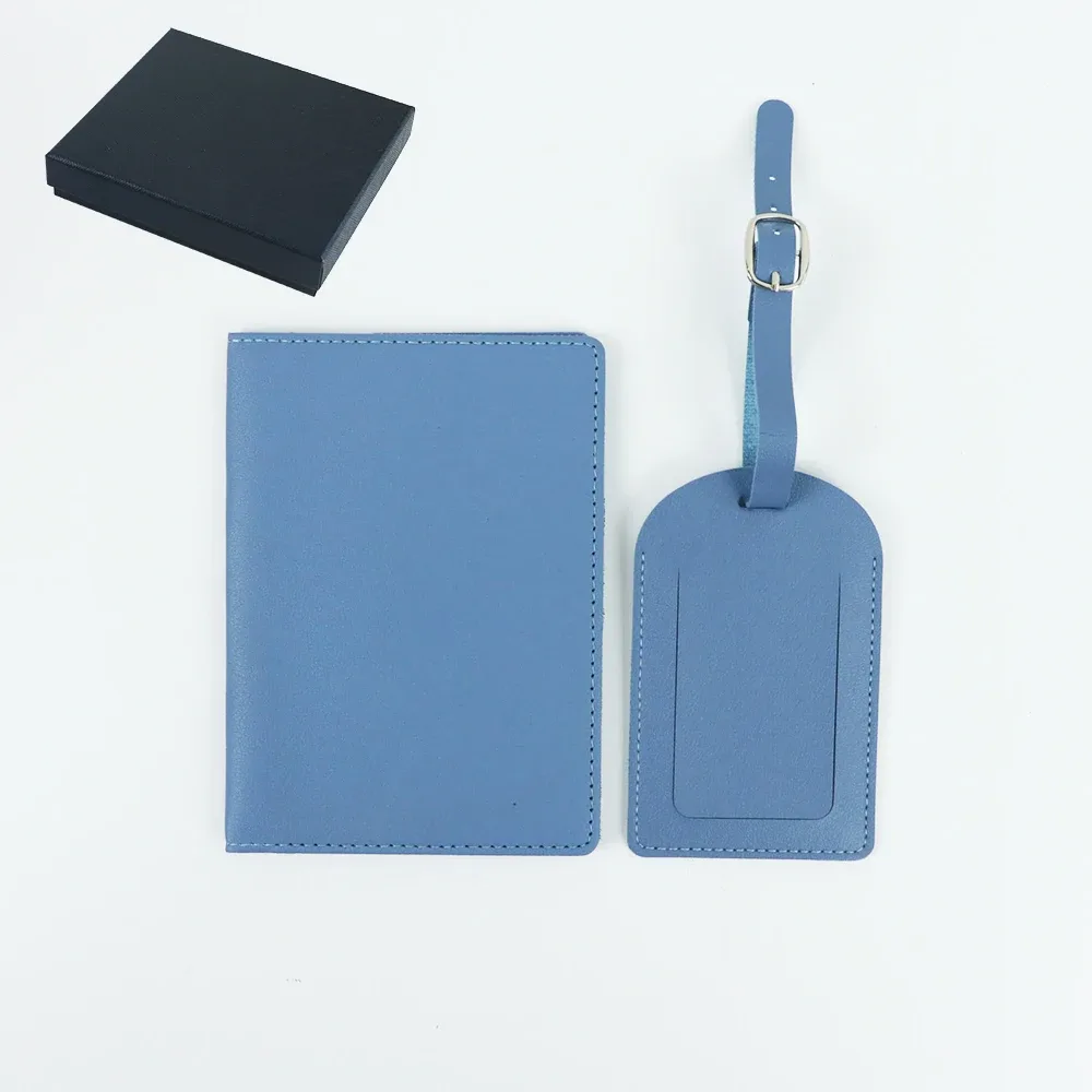 ensemble cadeau de porte-passeport en cuir pu personnalisé avec nom, porte-bagages, porte-cartes multi-fentes, portefeuille grande capacité, porte-passeport
