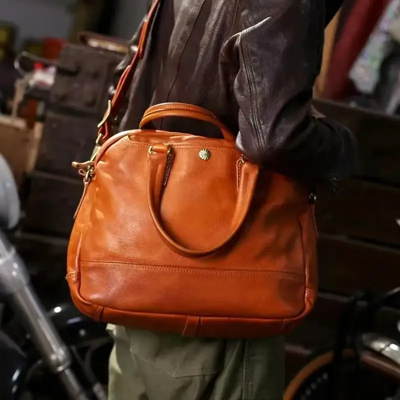 sacs à main pour hommes en cuir de vachette tanné, fabriqués à la main par des designers de style business casual, sacs pour ordinateur portable, sacs de voyage, sacs de travail, sacs messagers en cuir véritable