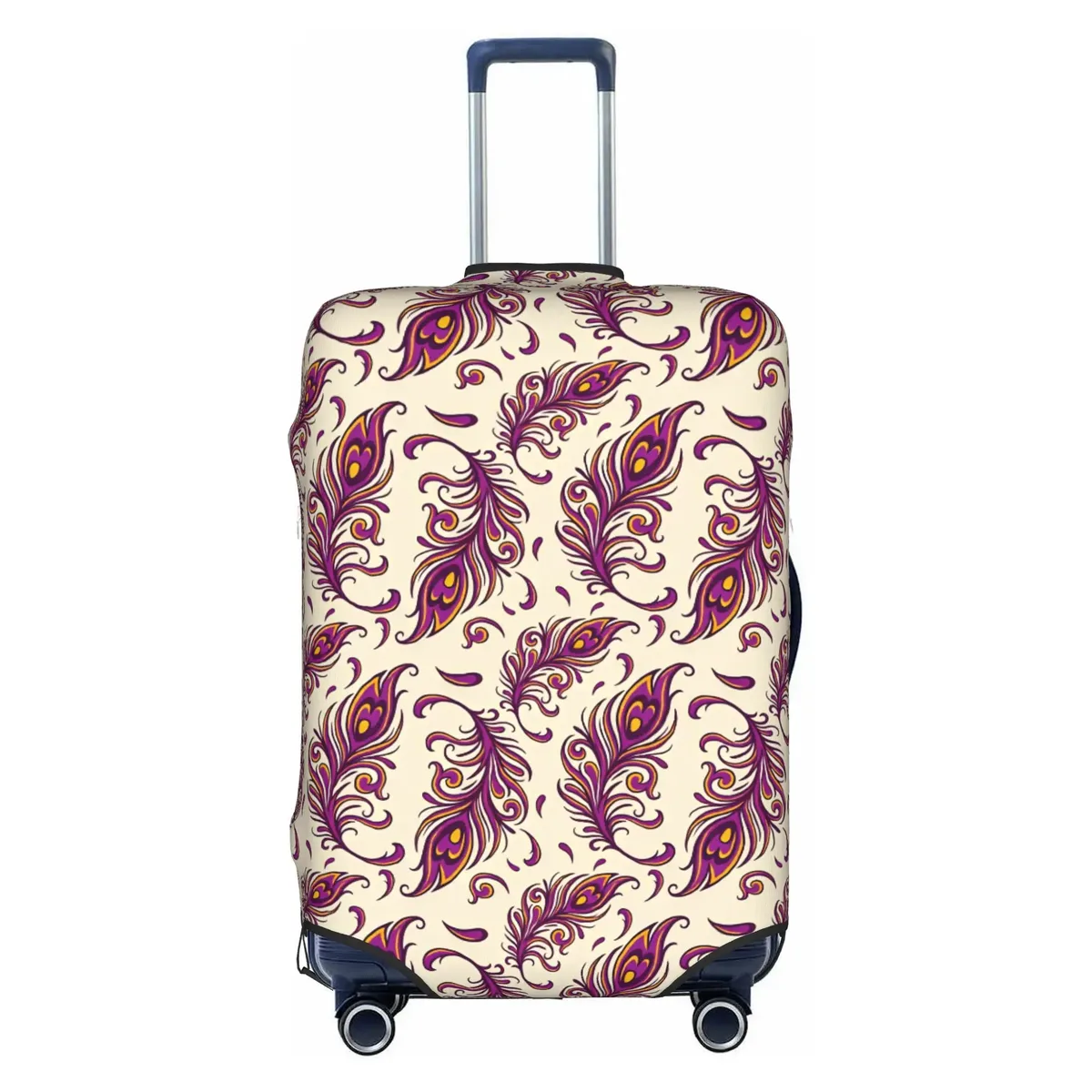 housse de protection pour bagages, motif paon amusant, violet clair sur violet, housse de valise de voyage élastique à motif animal