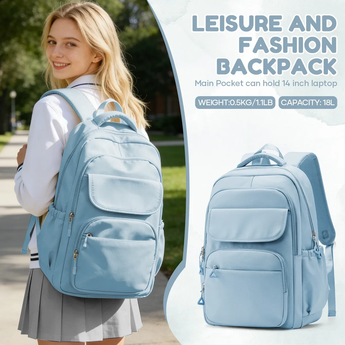 sac à dos scolaire pour filles et garçons, sac à dos décontracté pour l'université avec compartiment pour ordinateur portable, grande capacité, sac d'étudiant pour sorties, rentrée scolaire