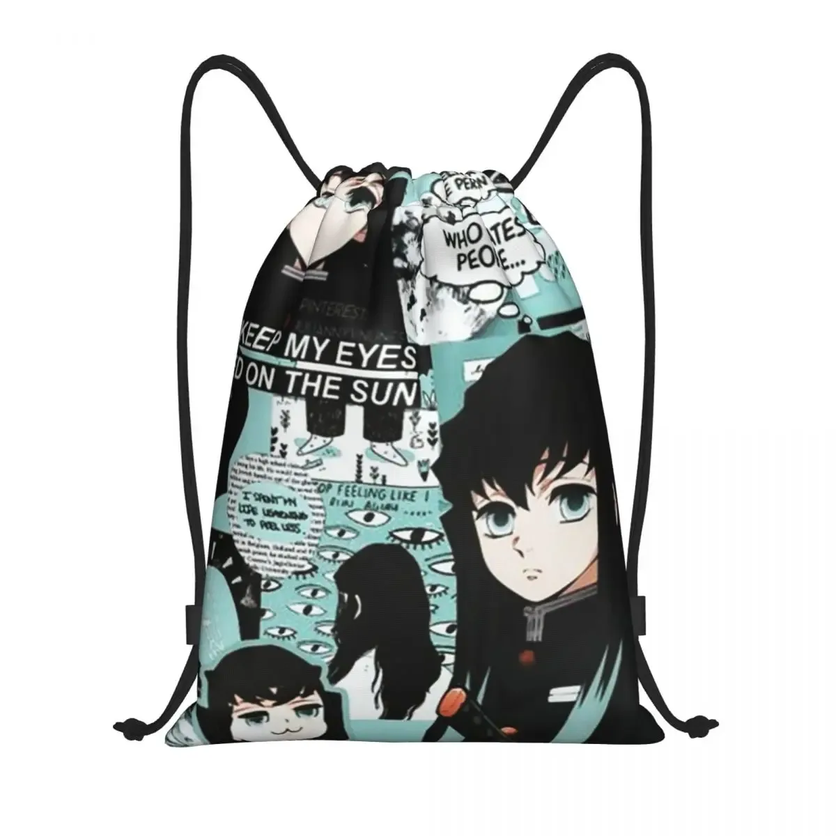sac à dos personnalisé kimetsu no yaiba nezuko avec cordon de serrage, sac de sport pour femmes, sac d'entraînement demon slayer anime manga