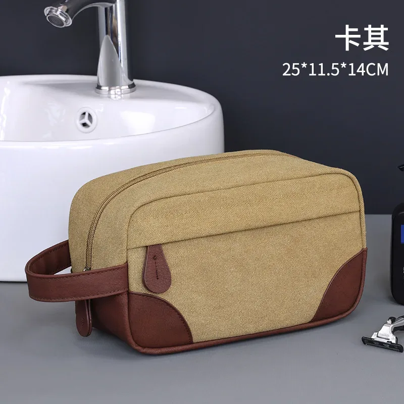 toile de cuir de grande capacité pour hommes et femmes, lavage, rasage, rangement de toilette, maquillage étanche, organisateur de voyage, sac à cosmétiques rétro 2025