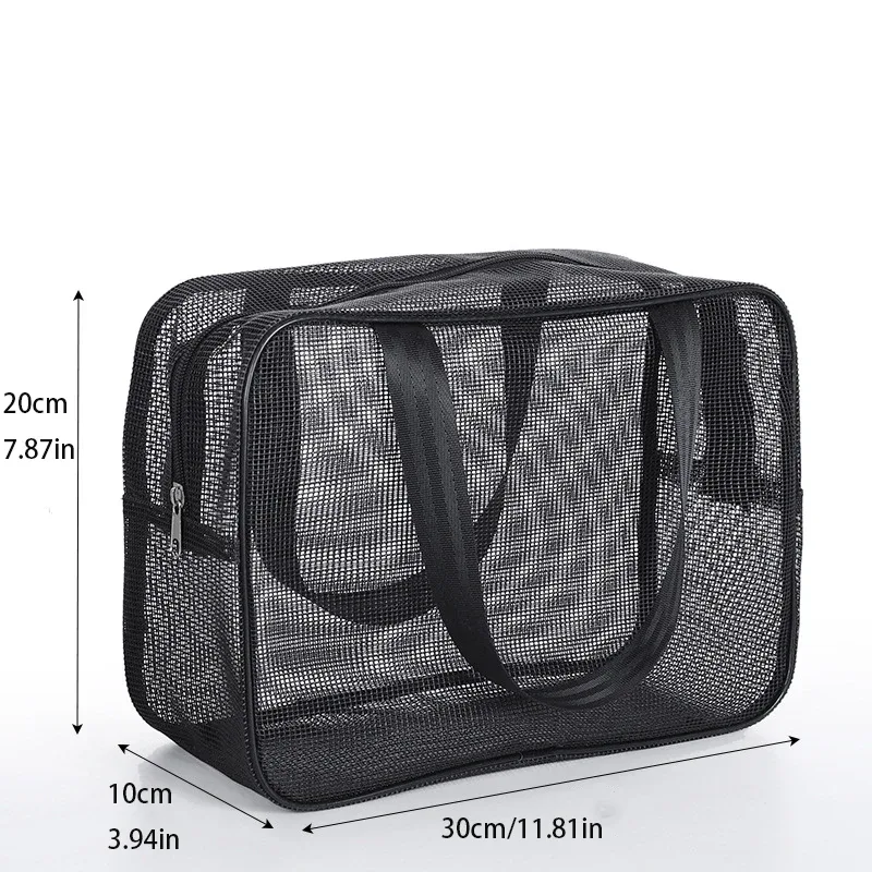 sac de toilette en maille noire, organiseur de douche portable, sac de voyage étanche et anti-fuite, sac de sport