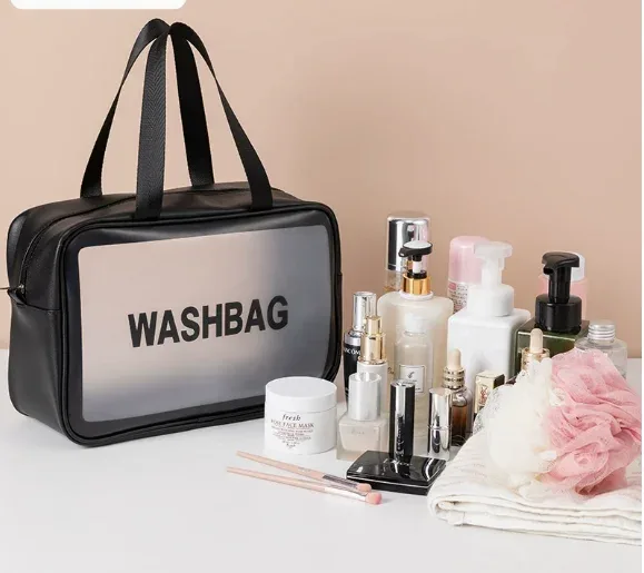 sac de lavage de voyage portable, pochette de rangement transparente et étanche pour maquillage, organisateur de cosmétiques de grande capacité, étui de beauté pour femmes