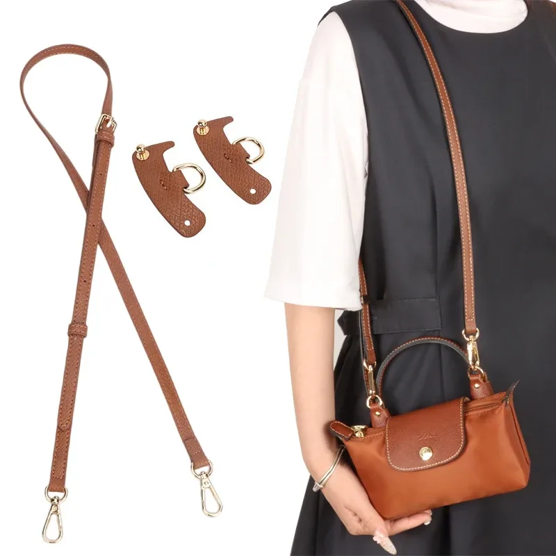 1 ensemble de sangles de sac pour longchamp mini, ensemble de sangles d'épaule en cuir véritable sans poinçon, accessoires de sac à bandoulière de transformation