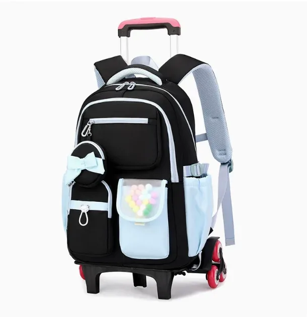 sac à dos à roulettes pour filles, sac à roulettes pour l'école pour enfants, sacs à roulettes pour l'école primaire, le collège et le lycée, sac à dos à roulettes pour filles
