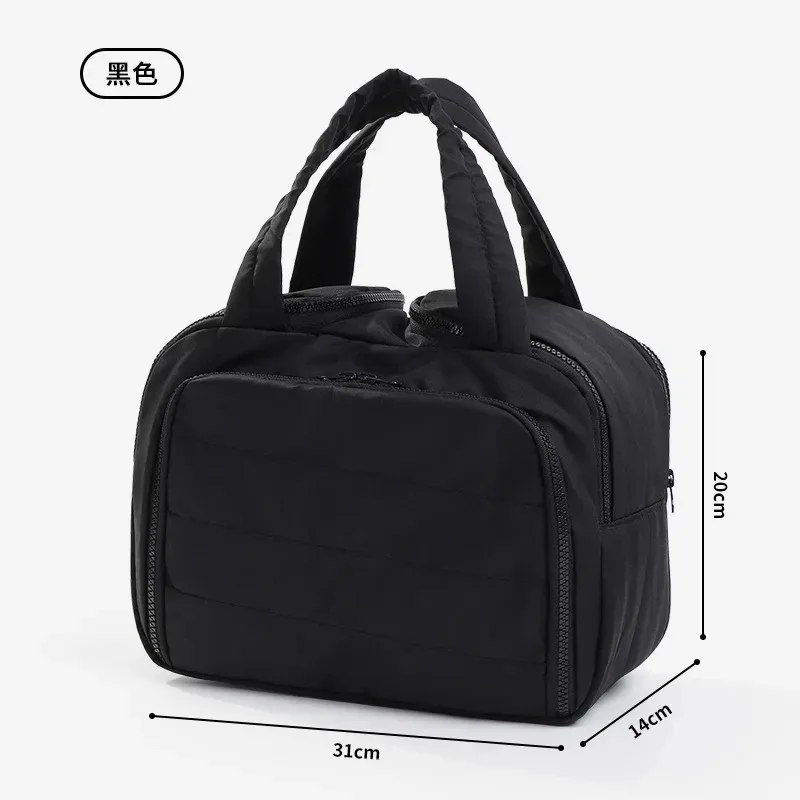 grande trousse de maquillage de voyage 180 °   organisateur de toilette à large ouverture, trousse à cosmétiques rembourrée résistante à l'eau avec poignée pour bouteilles pleines grand format