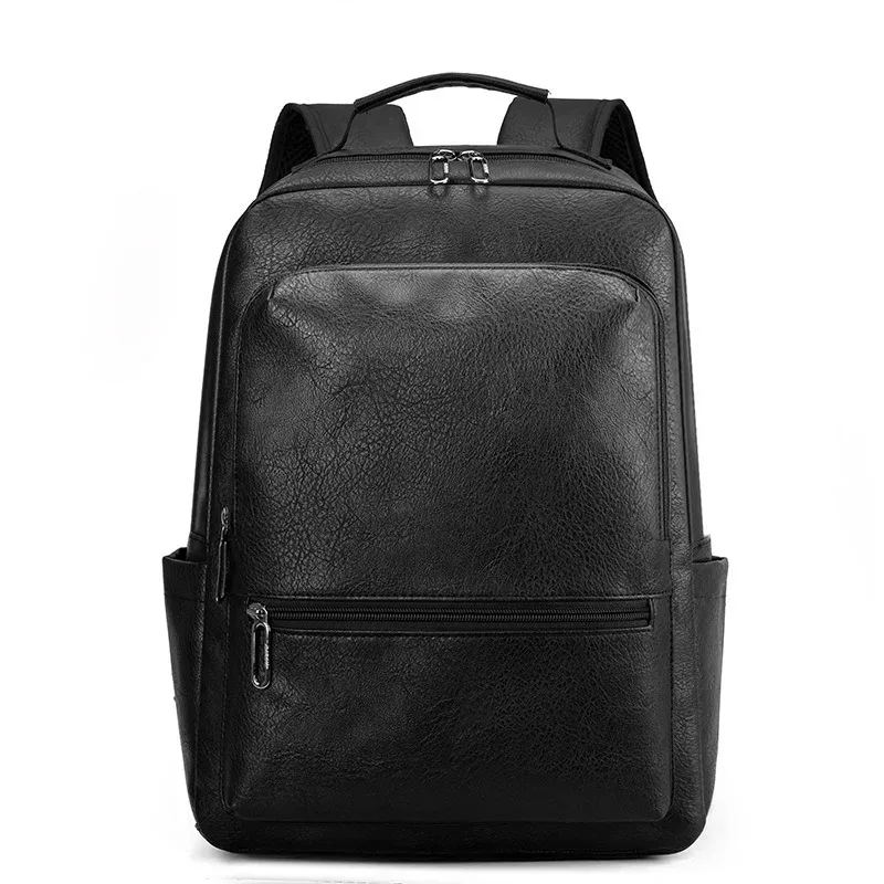 sac à dos en cuir pu pour hommes, grande capacité, sac pour ordinateur portable, adapté aux ordinateurs portables, sac de voyage classique et décontracté pour le travail et les étudiants