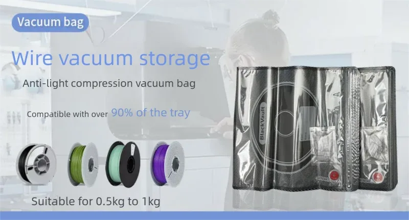 sac de rangement sous vide pour filament d'imprimante 3d, pa pe, épaissi, noir, résistant à la lumière, résistant à l'humidité, réutilisable, hermétique