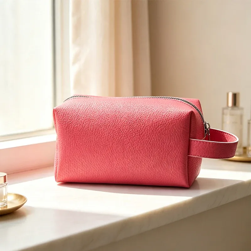 trousse de toilette de voyage portable en cuir pu, grande capacité, avec fermeture éclair, logo personnalisé, gravure de nom, vente en gros, luxe