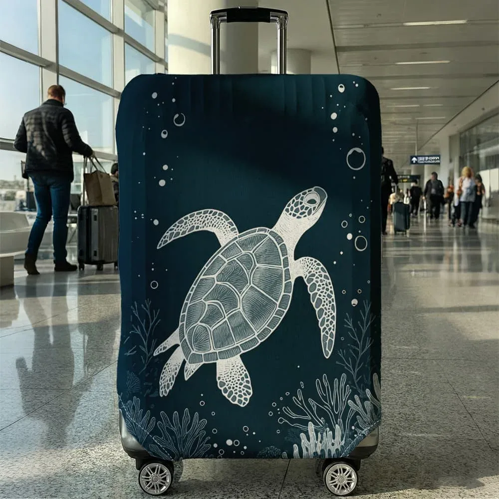 housse de bagage imprimée tortue de mer, adaptée aux bagages de 18 à 32 pouces, housse de poignée de bagage, accessoires de voyage