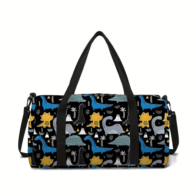 sac à bagages de grande capacité avec motif de dinosaure de dessin animé pour garçons/filles, meilleurs cadeaux, sac de fitness extérieur 2d pour enfants