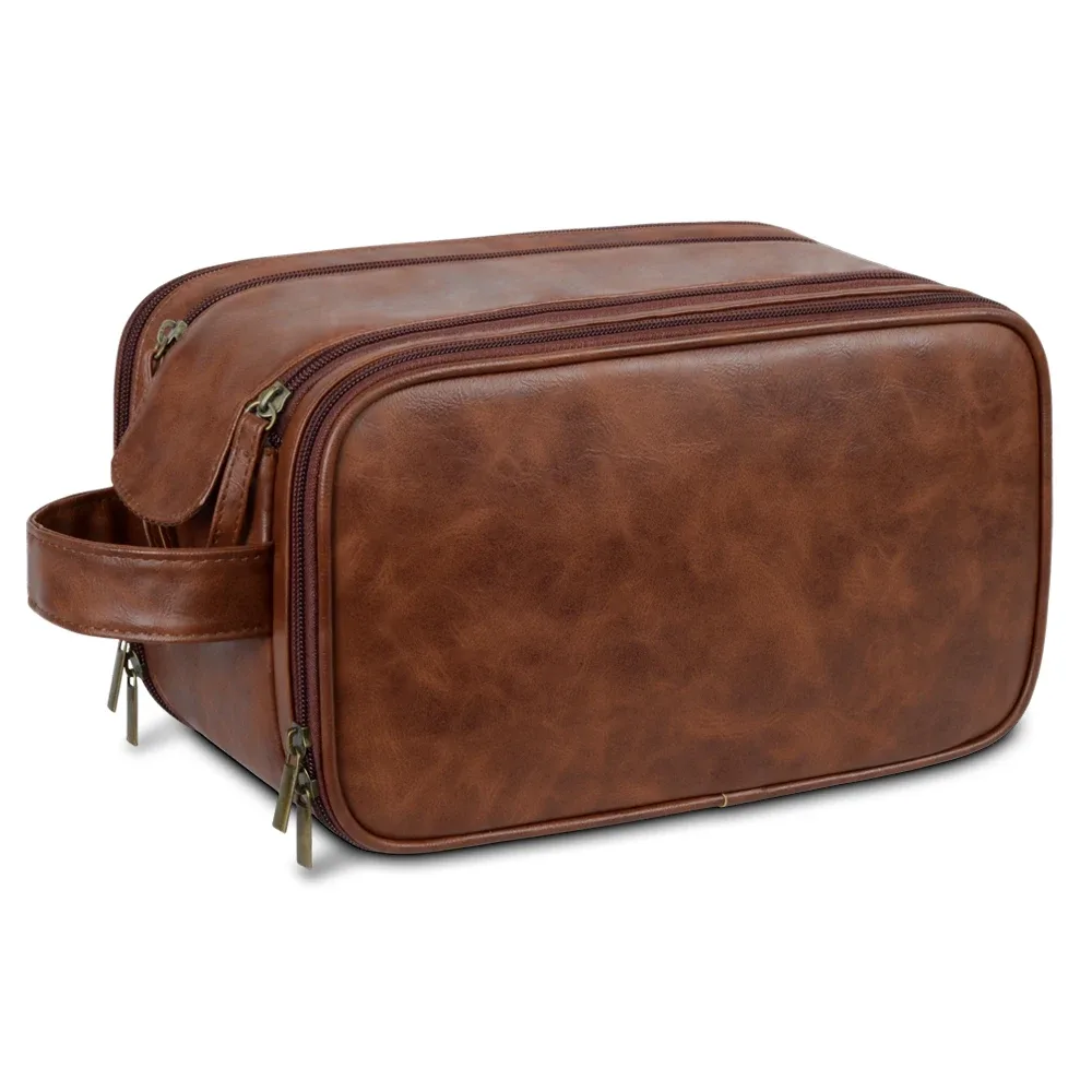trousse de toilette portable en cuir pour hommes et femmes, logo personnalisé, kit dopp de voyage, trousse de maquillage d'hygiène suspendue pour hommes et femmes