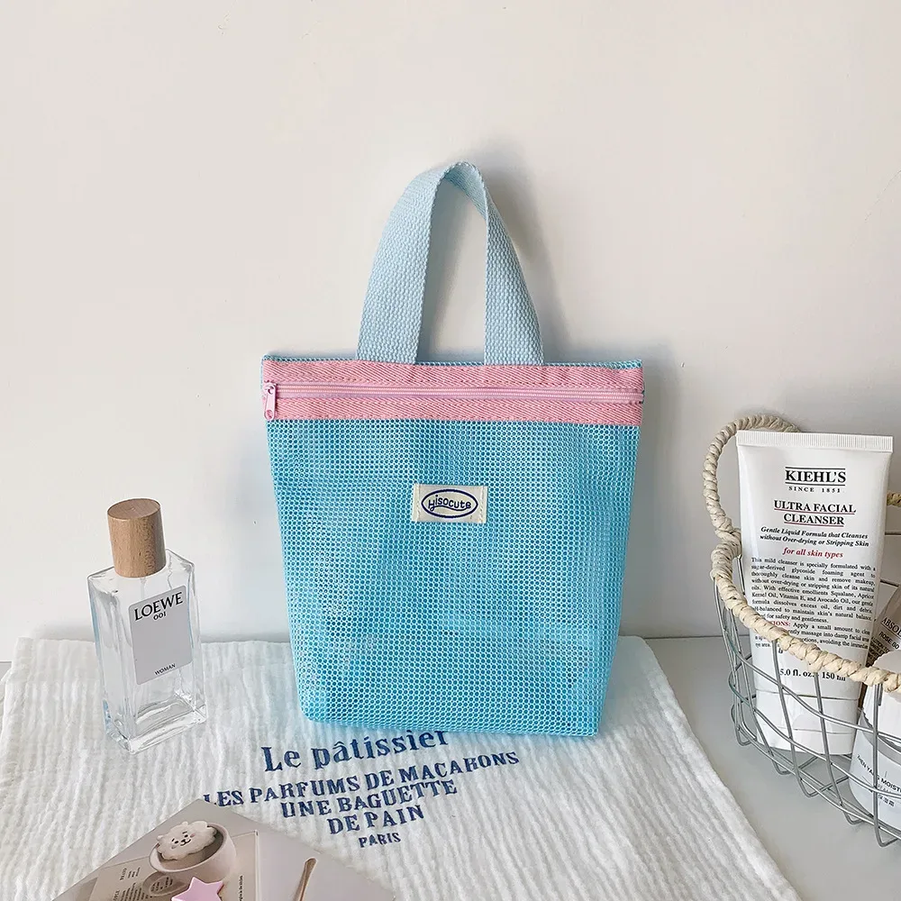 sac à main en maille, sac de maquillage, pochette de maquillage pour femmes, sac de lavage portable, sac de plage, clé mobile, sacs de rangement pour petits articles, organisateur