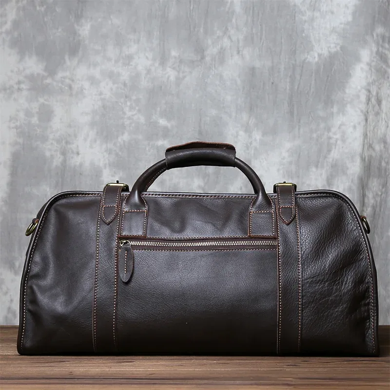 sac à bandoulière en cuir véritable pour homme, sac à main décontracté, cuir de vachette couche supérieure, grande capacité, voyage à courte distance